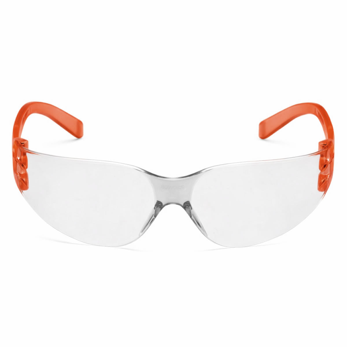 Rugged Blue Diablo Safety Glasses, Clear Lens, Orange Frame, 12 Pack