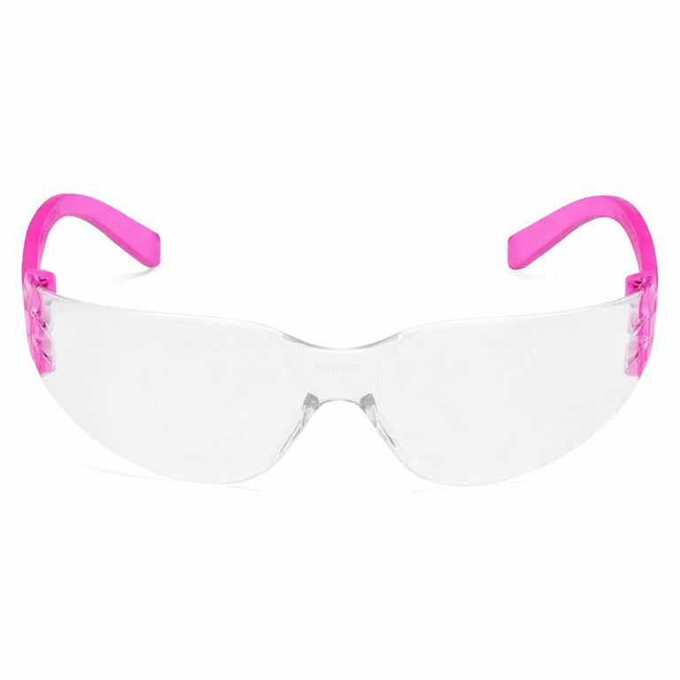 Rugged Blue Diablo Safety Glasses, Clear Lens, Pink Frame, 12 Pack