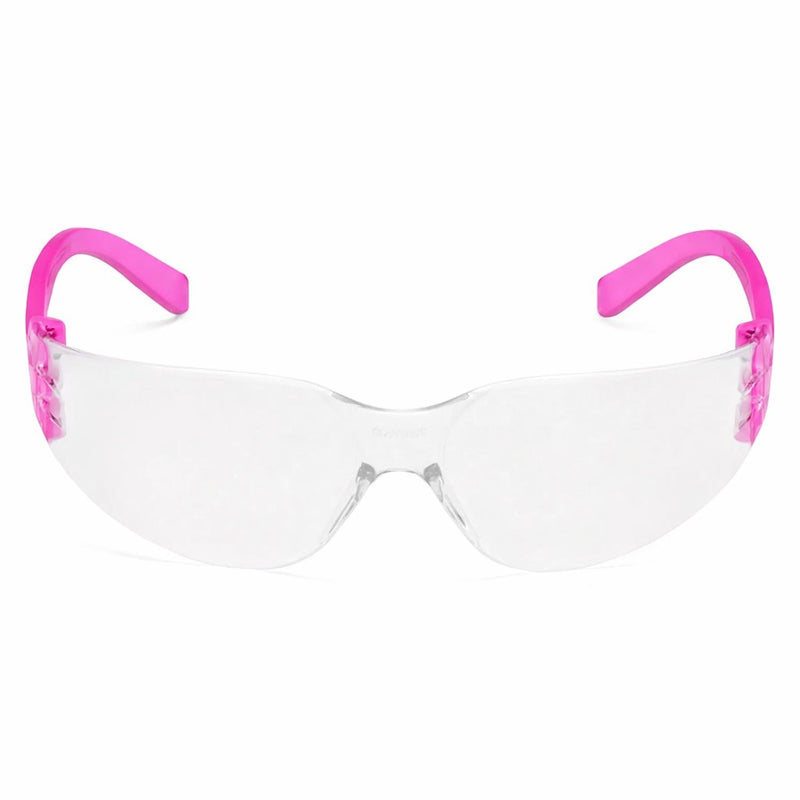 Rugged Blue Diablo Safety Glasses, Clear Lens, Pink Frame, 12 Pack