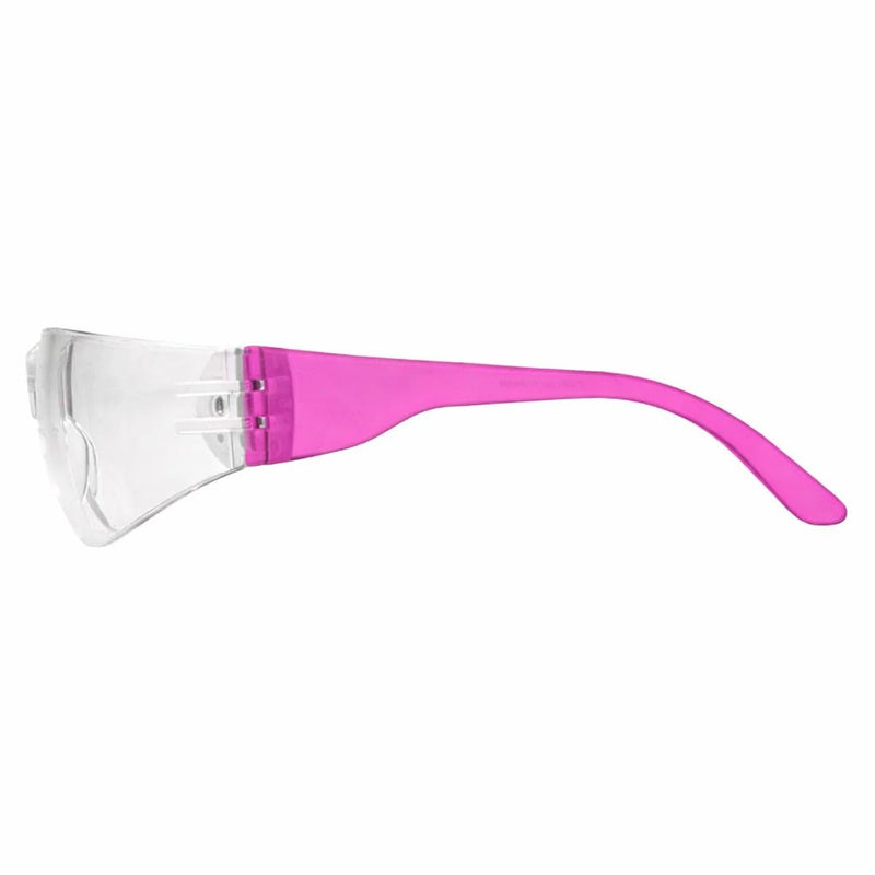 Rugged Blue Diablo Safety Glasses, Clear Lens, Pink Frame, 12 Pack
