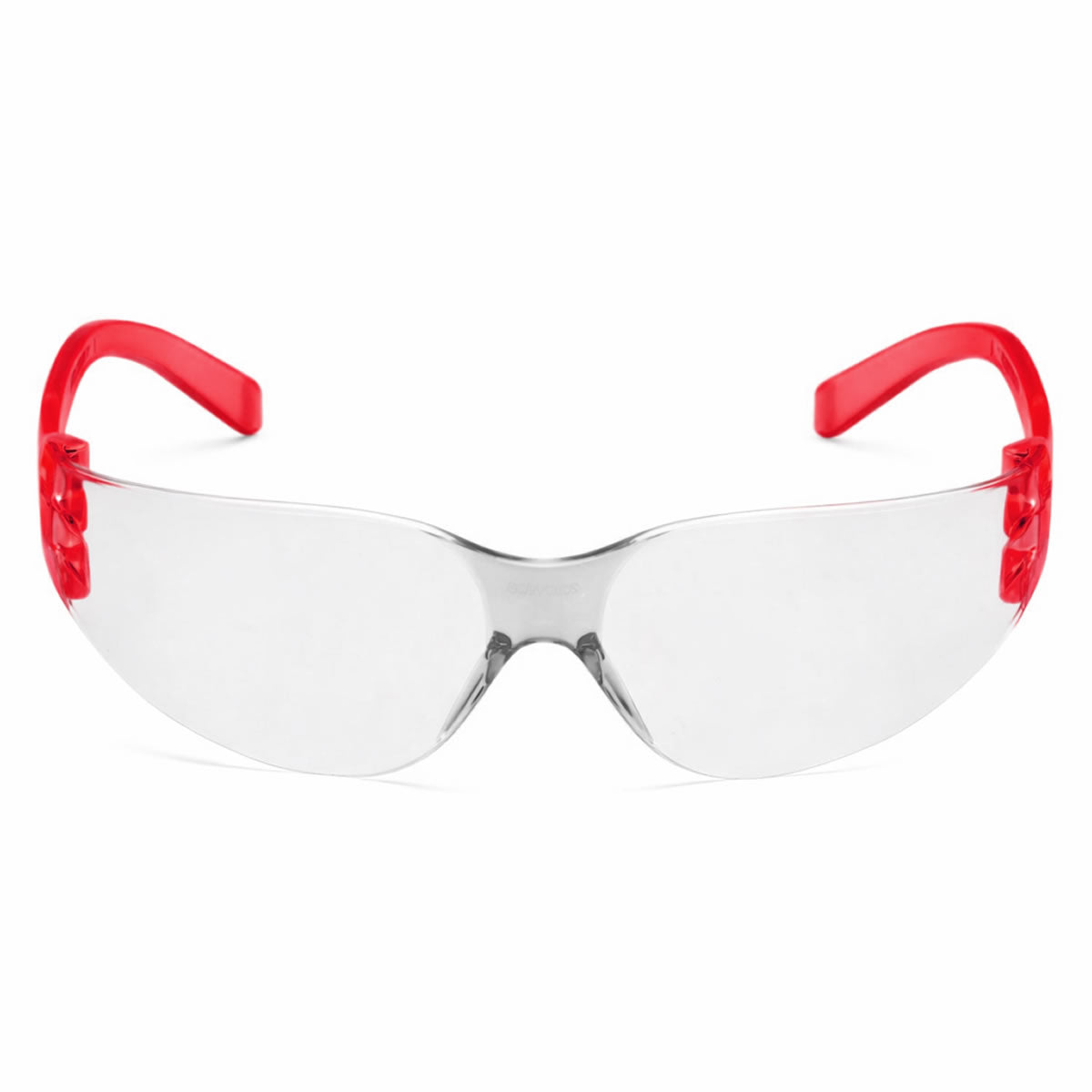 Rugged Blue Diablo Safety Glasses, Clear Lens, Red Frame, 12 Pack