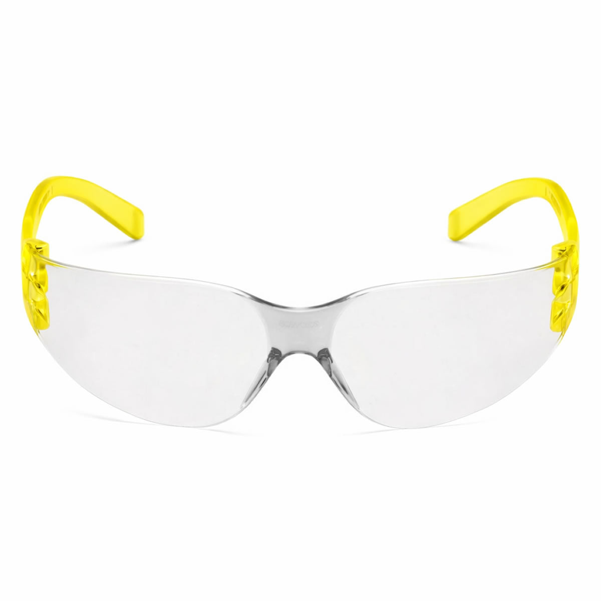 Rugged Blue Diablo Safety Glasses, Clear Lens, Yellow Frame, 12 Pack