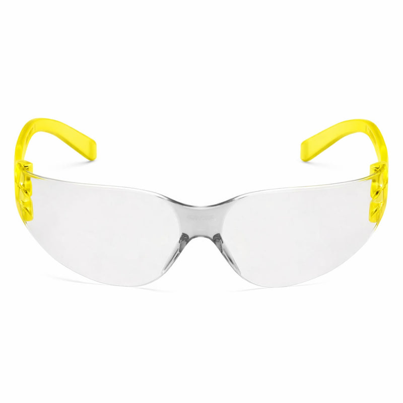 Rugged Blue Diablo Safety Glasses, Clear Lens, Yellow Frame, 12 Pack