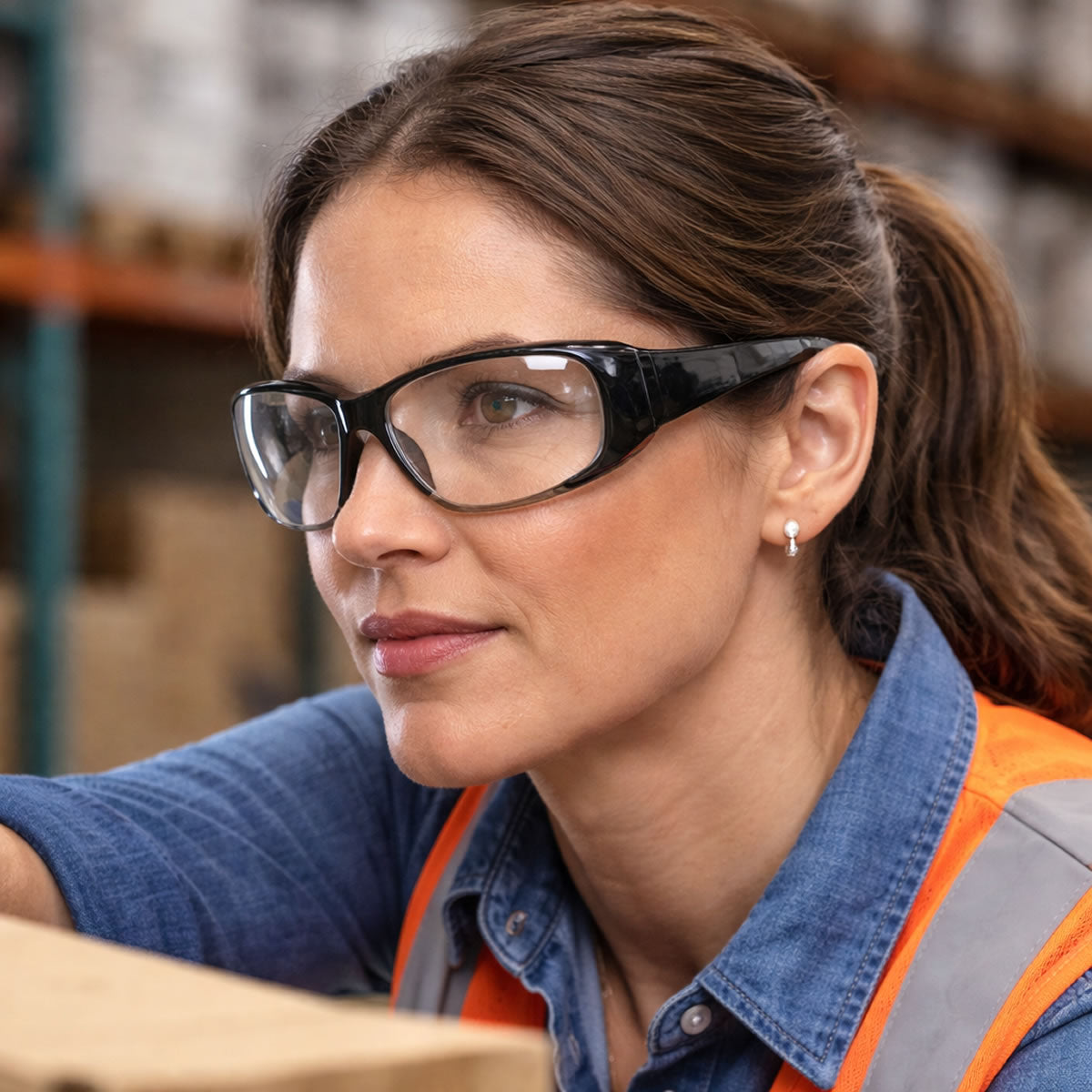 MCR Safety Crews 2 Women's Black/Clear Frame Safety Glasses - Clear Mirror Indoor/Outdoor Lens