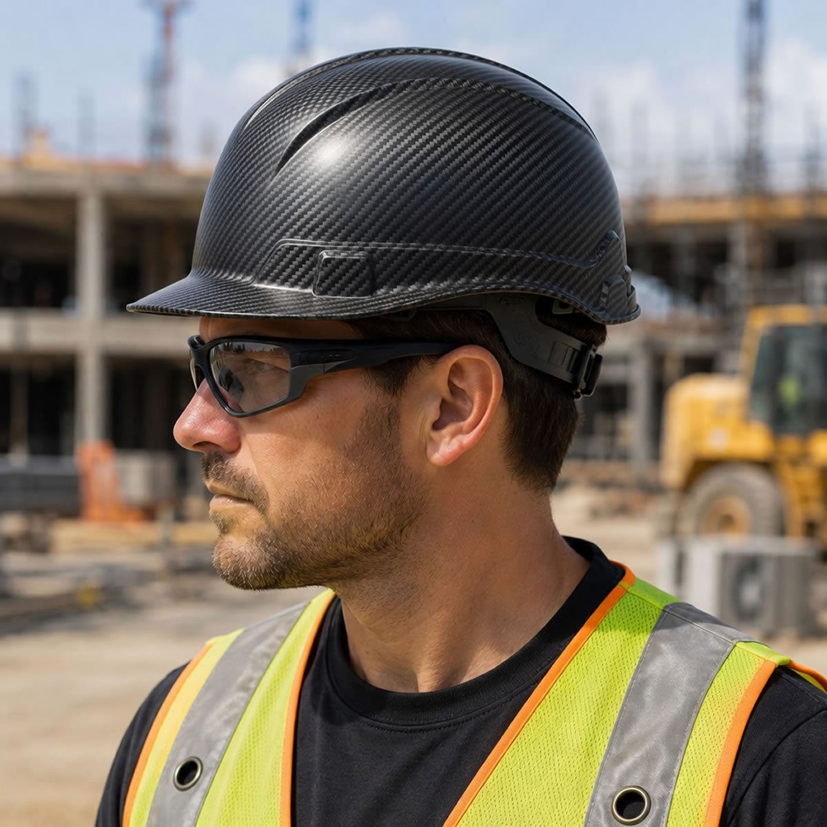 Pyramex Ridgeline Cap Style Hard Hat 4-Point Ratchet Suspension, HP44117, Black Graphite
