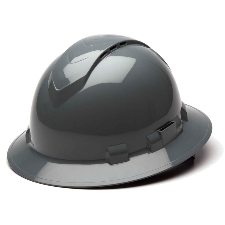 Pyramex Ridgeline Vented Full Brim Hard Hat 4-Point Ratchet Suspension