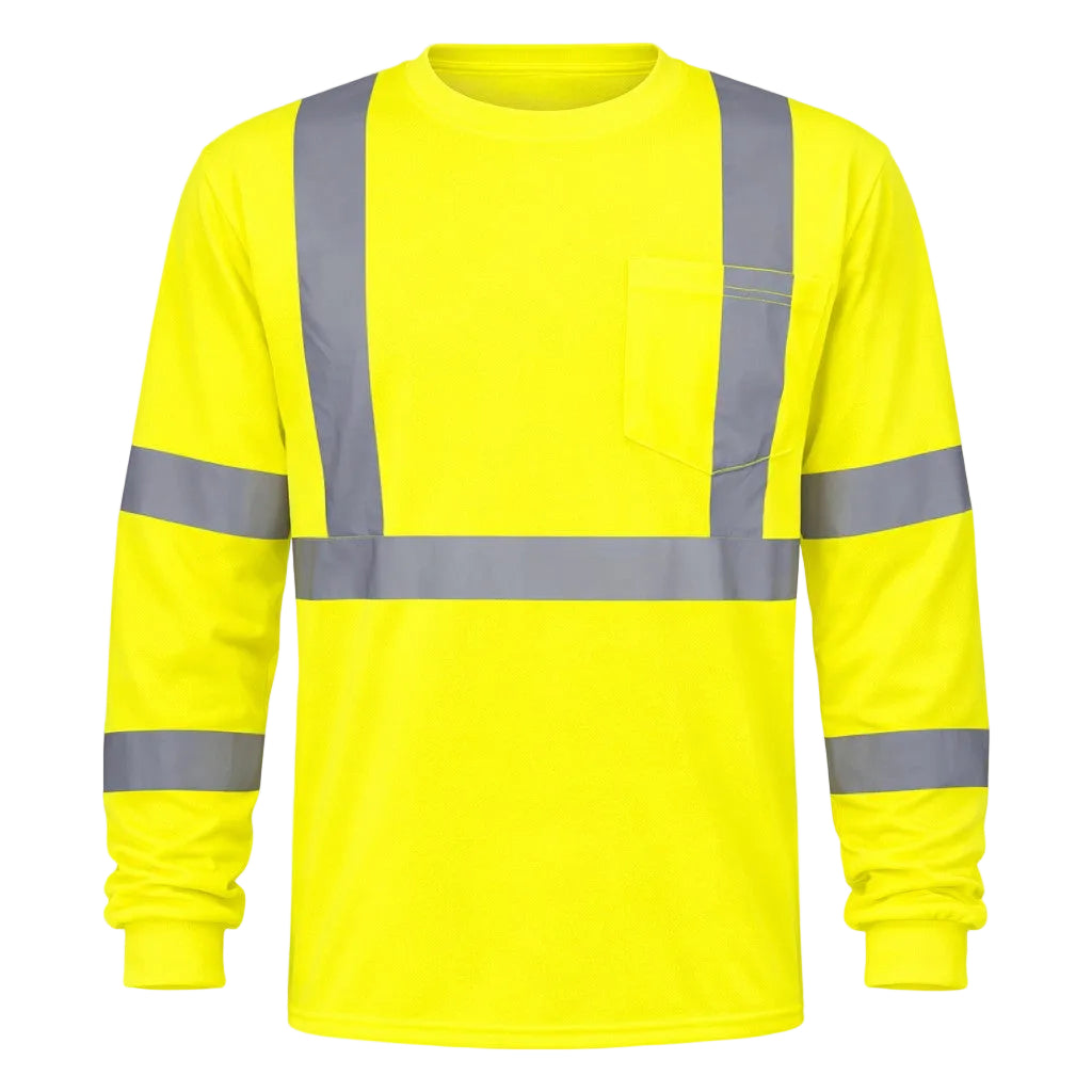 Rugged Blue Type R Class 3 Hi-Vis Long Sleeve Shirt, Hi-Vis Yellow