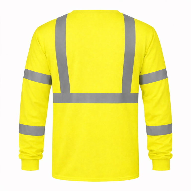Rugged Blue Type R Class 3 Hi-Vis Long Sleeve Shirt, Hi-Vis Yellow