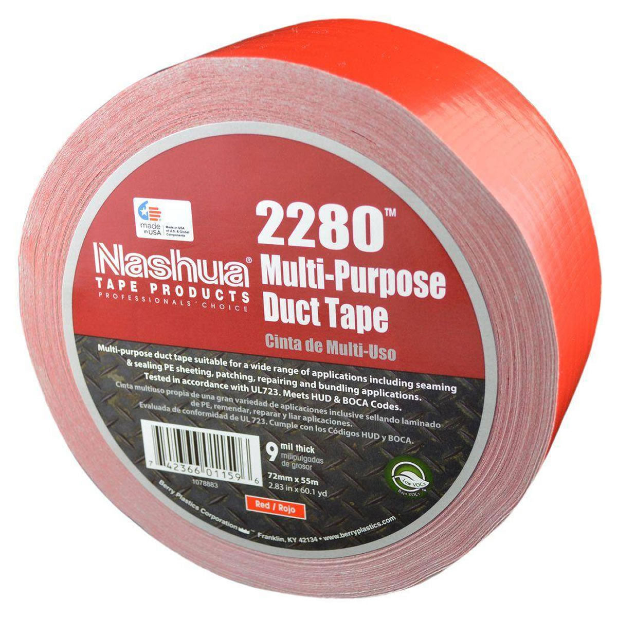 Nashua 2280 Multi-Purpose Grade Duct Tape, Red, 9 mil, 48mm x 55m
