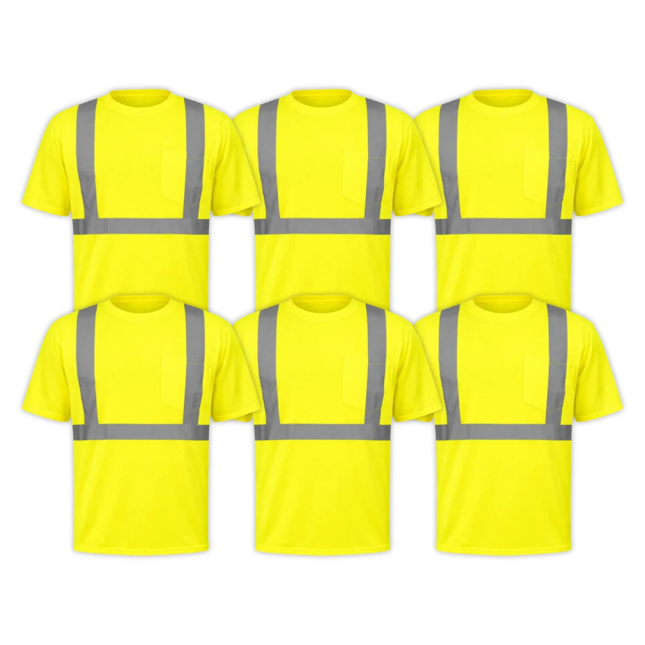 Bundle: 6-Pack Rugged Blue Class 2 Hi-Vis Short Sleeve T-Shirt