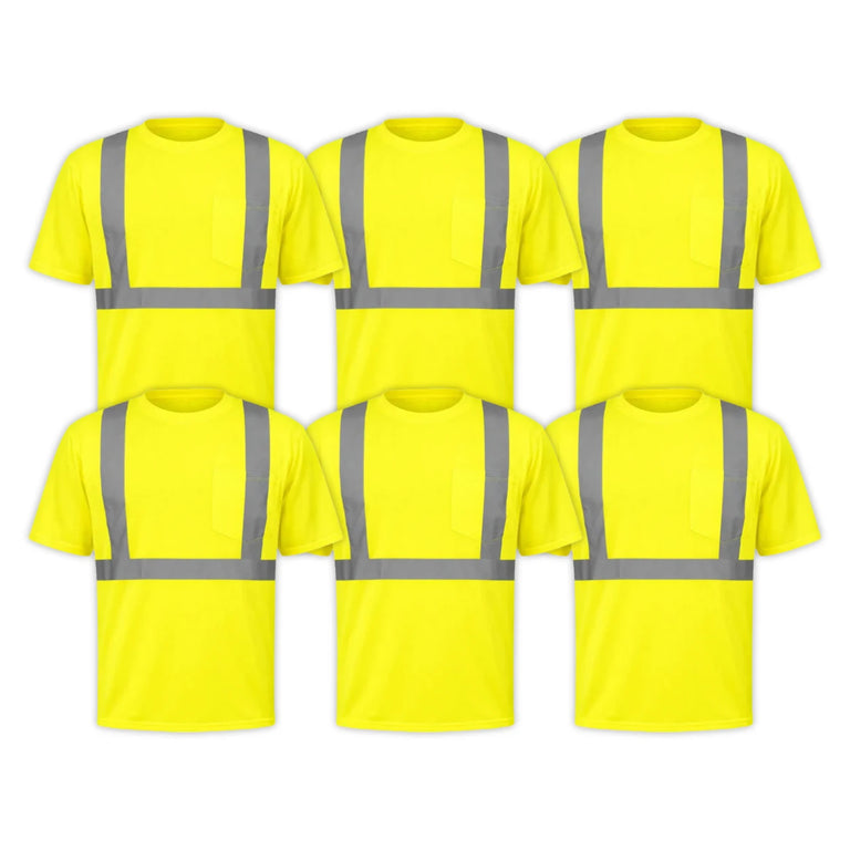 Bundle: 6-Pack Rugged Blue Class 2 Hi-Vis Short Sleeve T-Shirt