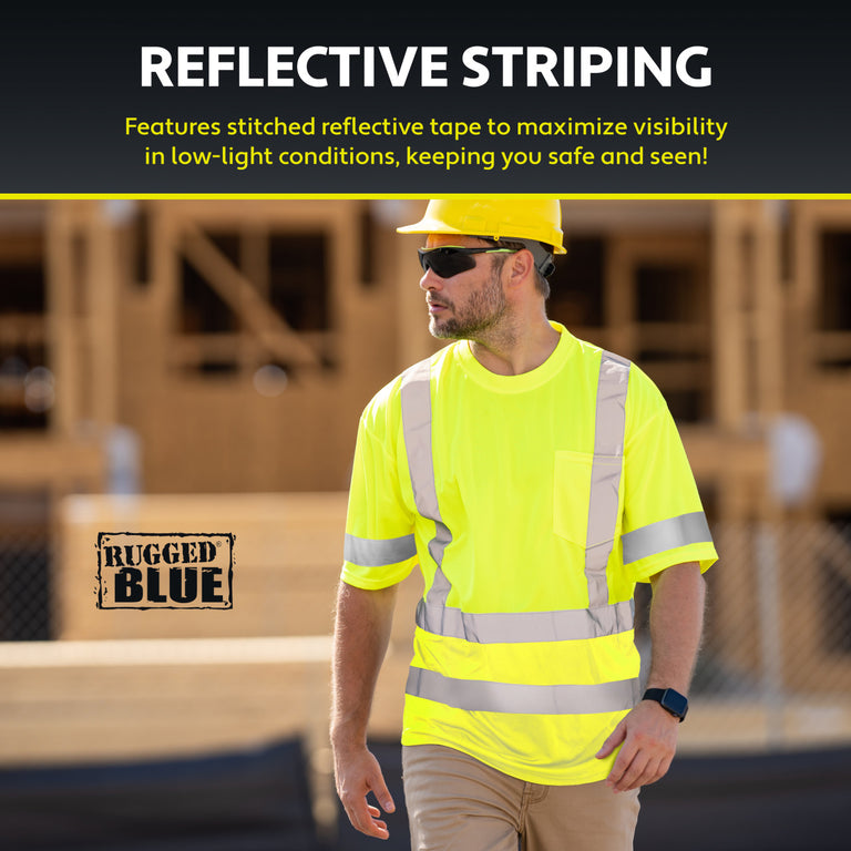 Rugged Blue Type R Class 3 Hi-Vis Wicking Mesh Short Sleeve T-Shirt