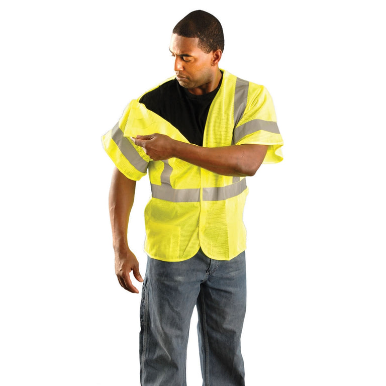 OccuNomix Type R Class 3 High-Vis 5 pt. Breakaway Mesh Safety Vest - LUX-HSGCB