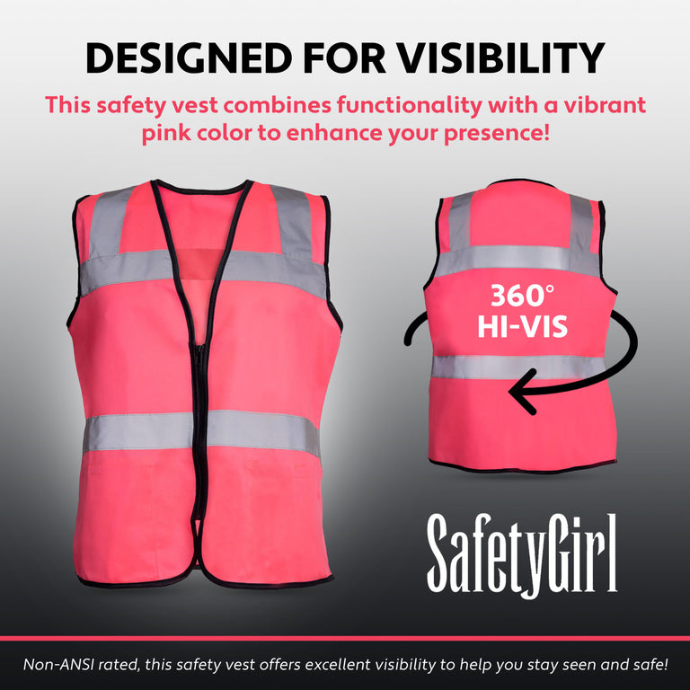 Safety Girl Women's Non-ANSI Pink Safety Vest, Hi-Vis Pink