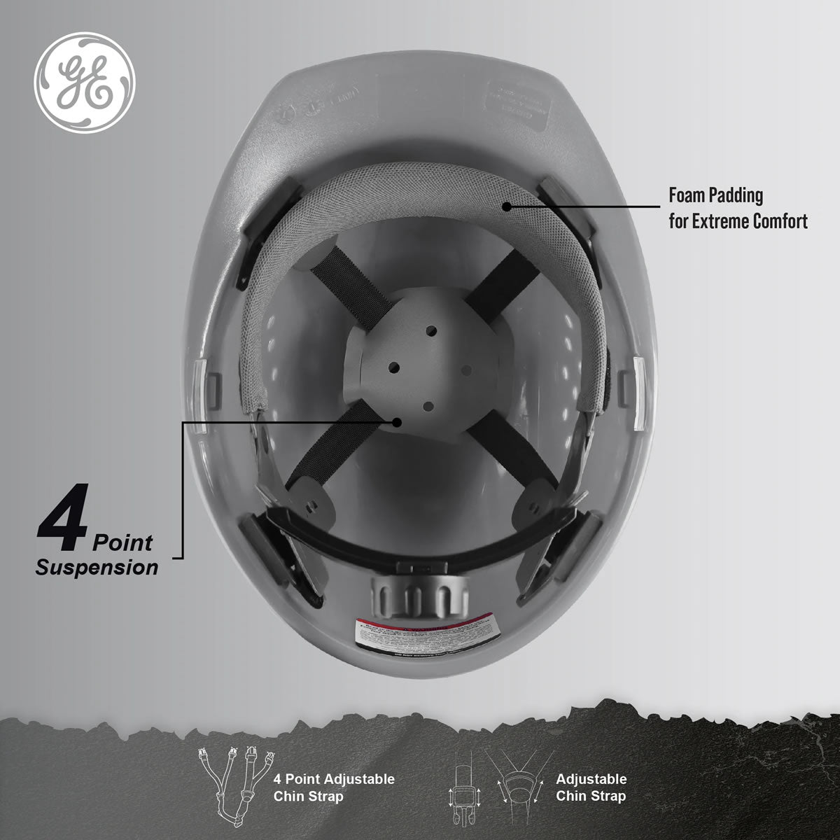 General Electric Vented Cap Style Hard Hat 4-Point Ratchet Suspension - GH326