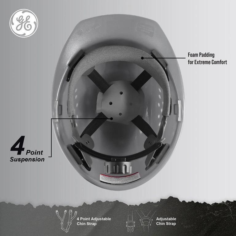 General Electric Vented Cap Style Hard Hat 4-Point Ratchet Suspension - GH326