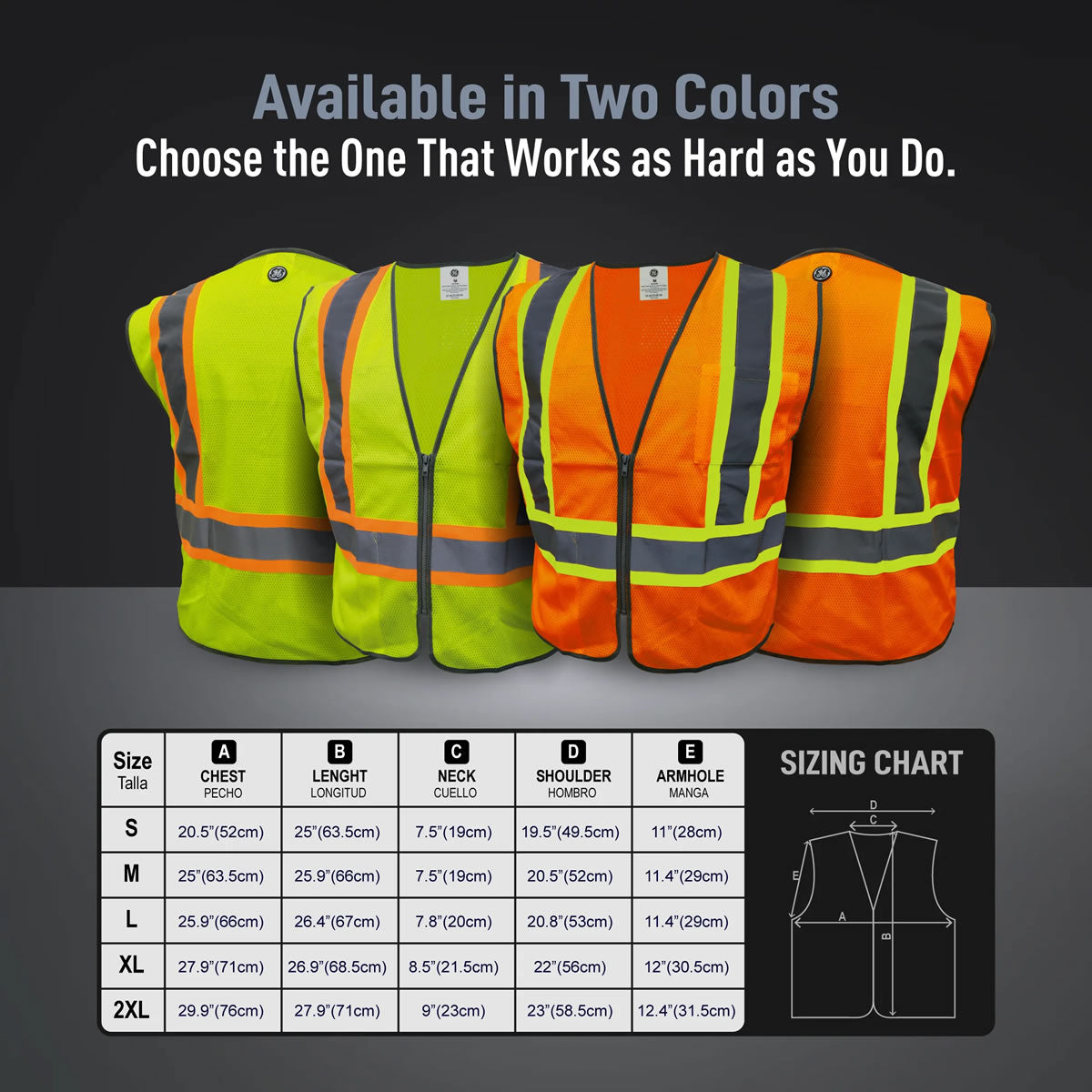General Electric Type R Class 2 Hi-Vis Safety Vest with Contrasting Trim, GV078