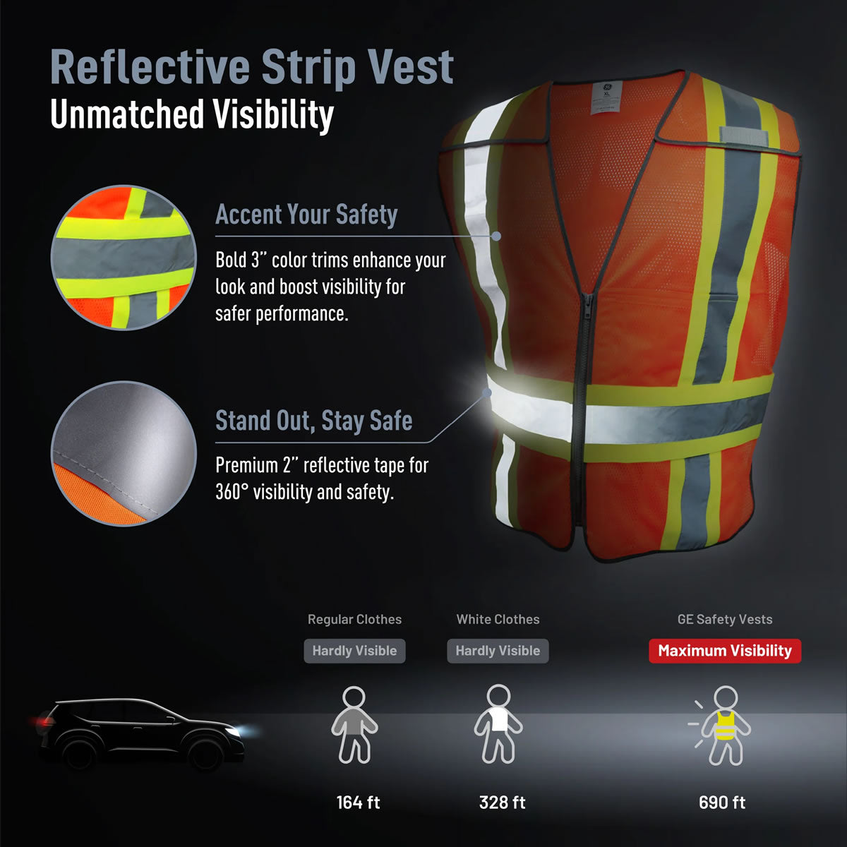General Electric Type R Class 2 Hi-Vis Expandable 5-Point Breakaway Safety Vest, GV084