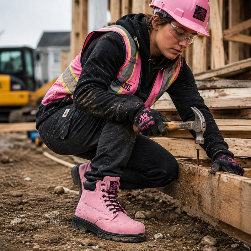 Moxie Trades Women's Alice 6" Pink Steel Toe Boots, MT50162, Pink, view 8 of 8