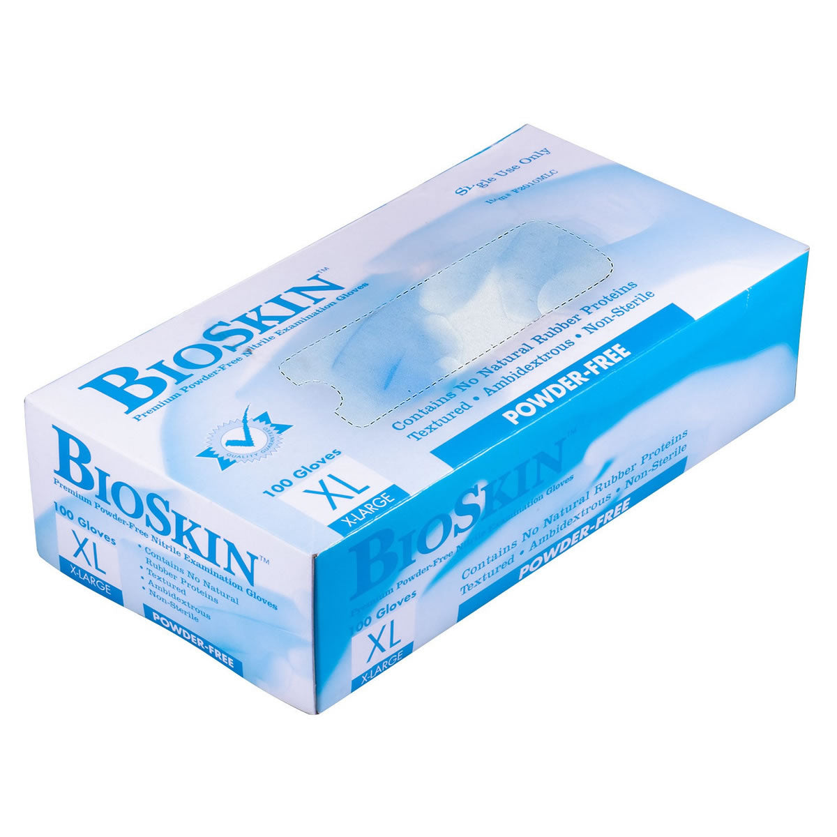BioSkin Exam Grade Nitrile Disposable Gloves, Blue, 4 mil, Box 100