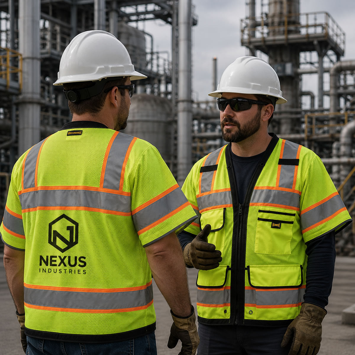 Custom OccuNomix Type R Class 3 Hi-Vis Two-Tone Surveyor Mesh Back Safety Vest, LUX-HDS2T3