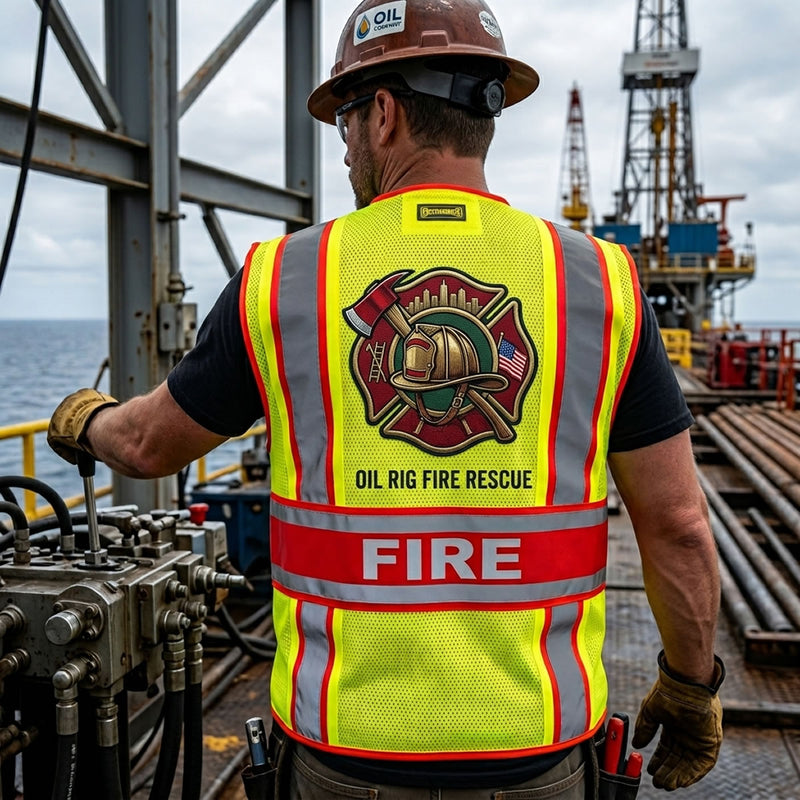 Custom OccuNomix Type P Class 2 Hi-Vis Fire Mesh Back Public Safety Vest, LUX-DPSF-DOR