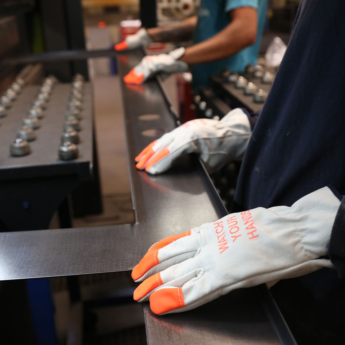 Pyramex GL2002K Value Grain Cowhide Hi-Vis "Watch Your Hands" Leather Driver Gloves, Natural/Orange