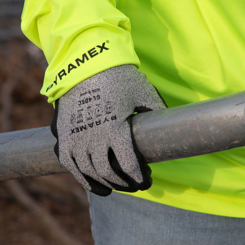 Pyramex GL405C A3 Cut Polyurethane Dipped Gloves, Gray