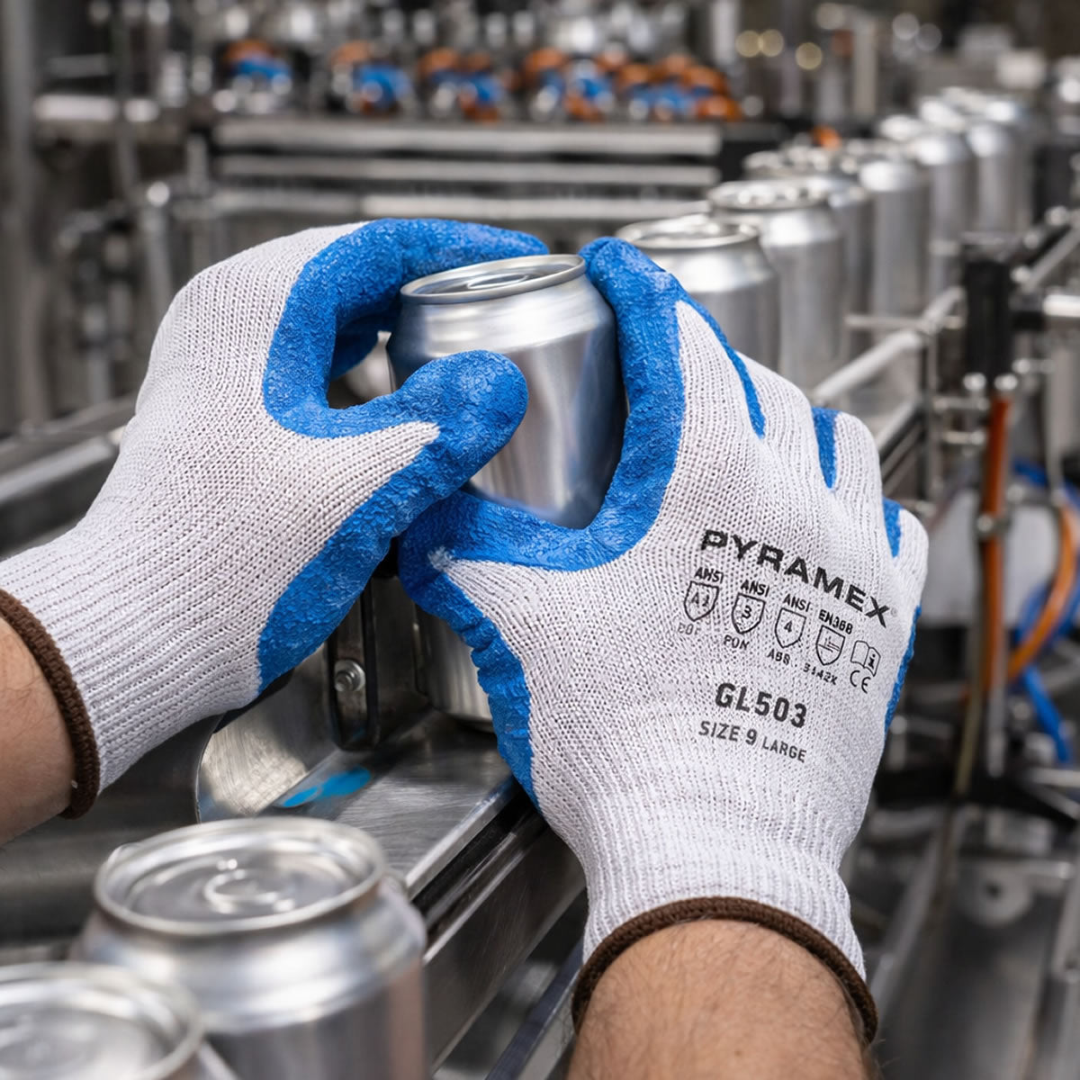 Pyramex Safety GL503 A1 Cut Crinkle Latex Dipped Gloves, Gray