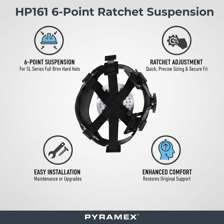 Pyramex 6-Point Ratchet Suspension Replacement, SL Series Cap Style, HP161