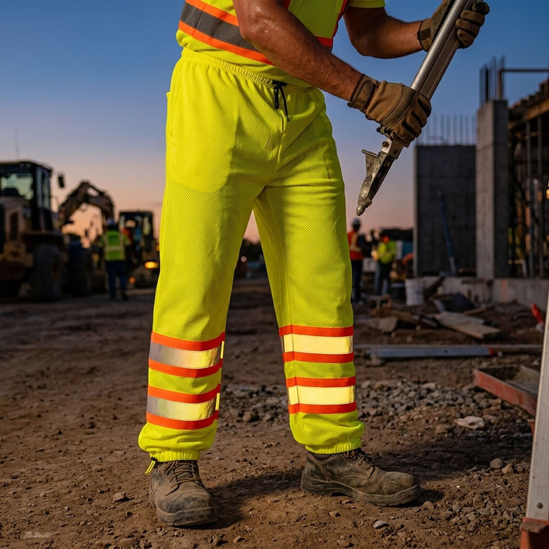 Pyramex RMP10 Supplemental Class E Hi-Vis Lime Pants with Contrasting Trim