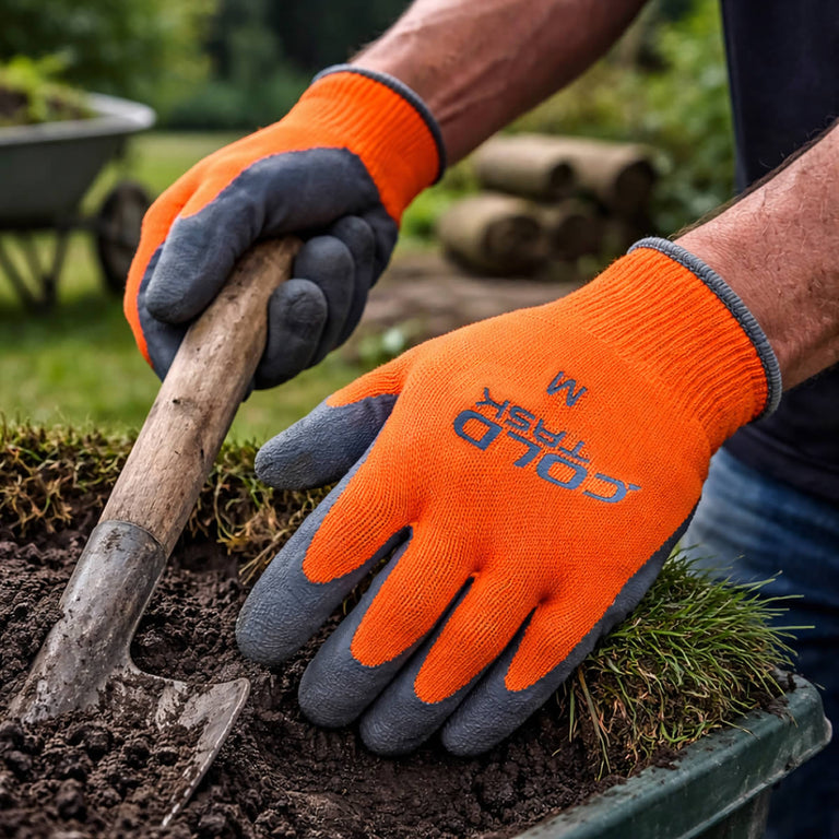 TASK CelsiHeit Hi-Vis Cold Weather Latex Coated Gloves, Orange, CF10030