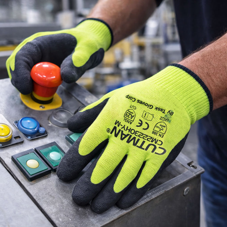 TASK CUTMAN 13G ANSI A2 Cut Resistant Micro-Foam Nitrile Coated Gloves, Yellow, CM22230HY