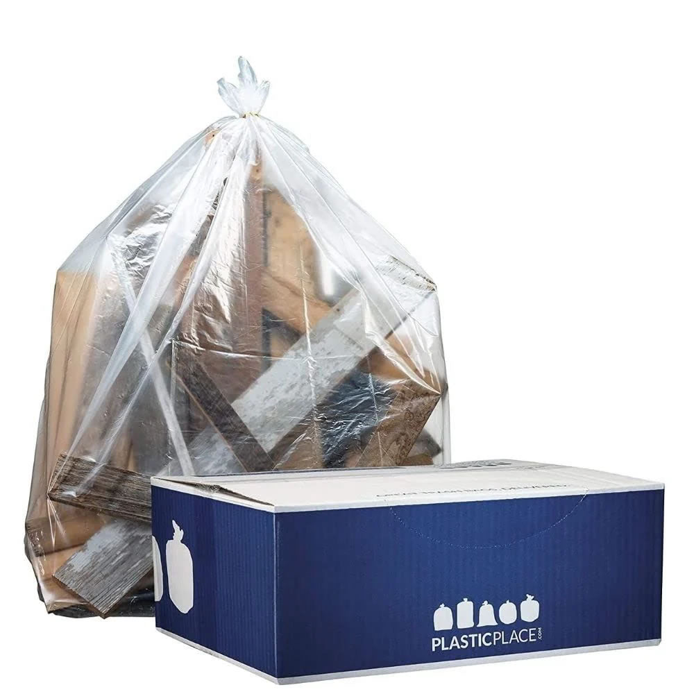 20-30 Gallon Trash Bags - Clear, 100 Bags (4 Rolls of 25) - 1.5 Mil