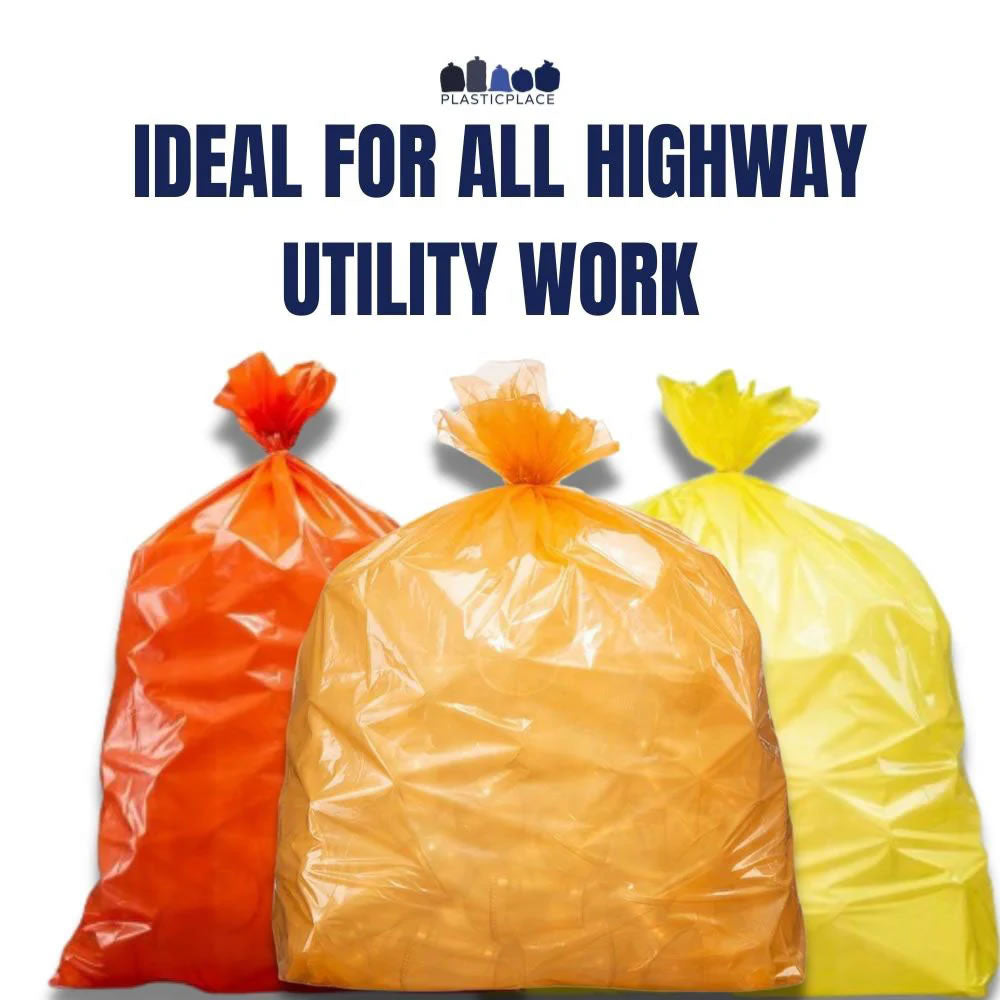 32-33 Gallon Trash Bags - Orange, 100 Bags (5 Rolls of 20) - 1.2 Mil