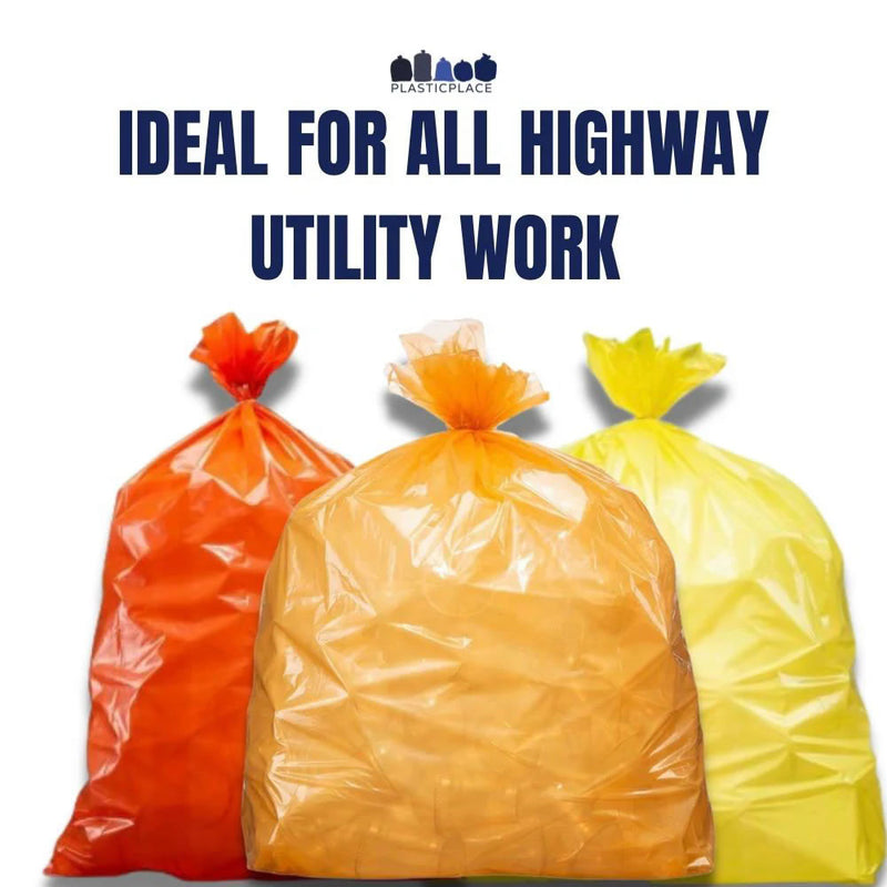 32-33 Gallon Trash Bags - Orange, 100 Bags (5 Rolls of 20) - 1.2 Mil
