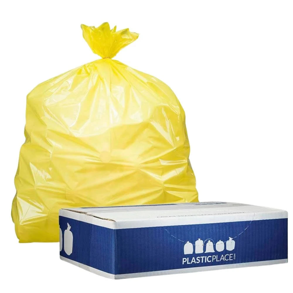 55-60 Gallon Trash Bags - 20% Price Reduction - Yellow, 50 Bags - 1.2 Mil