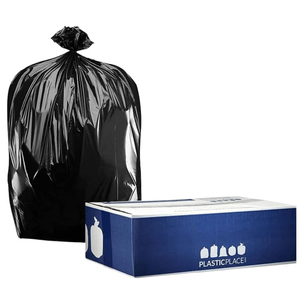 55-60 Gallon Trash Bags - 20% Price Reduction - Black, 100 Bags - 2 Mil