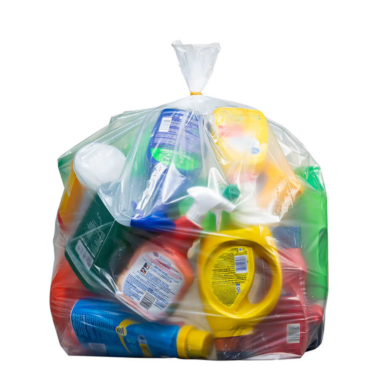 40-45 Gallon Trash Bags - Clear, 100 Bags (4 Rolls of 25) - 1.2 Mil
