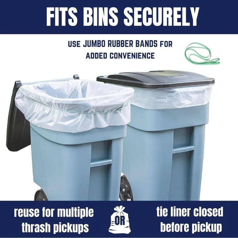95-96 Gallon Trash Bags - Clear, 50 Bags - 2 Mil