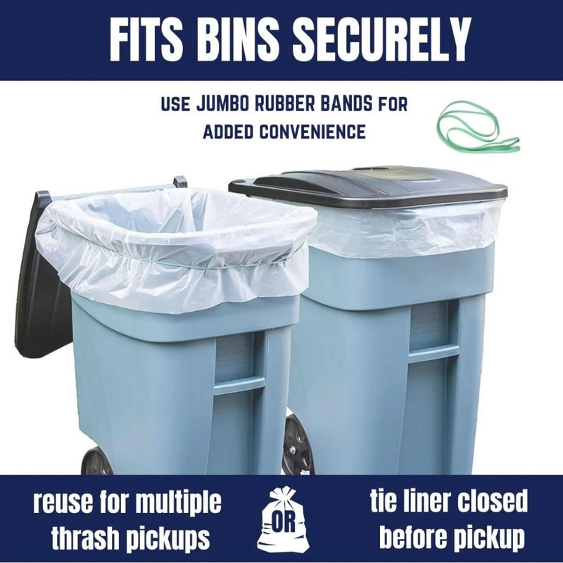 95-96 Gallon Trash Bags - Clear, 50 Bags - 2 Mil