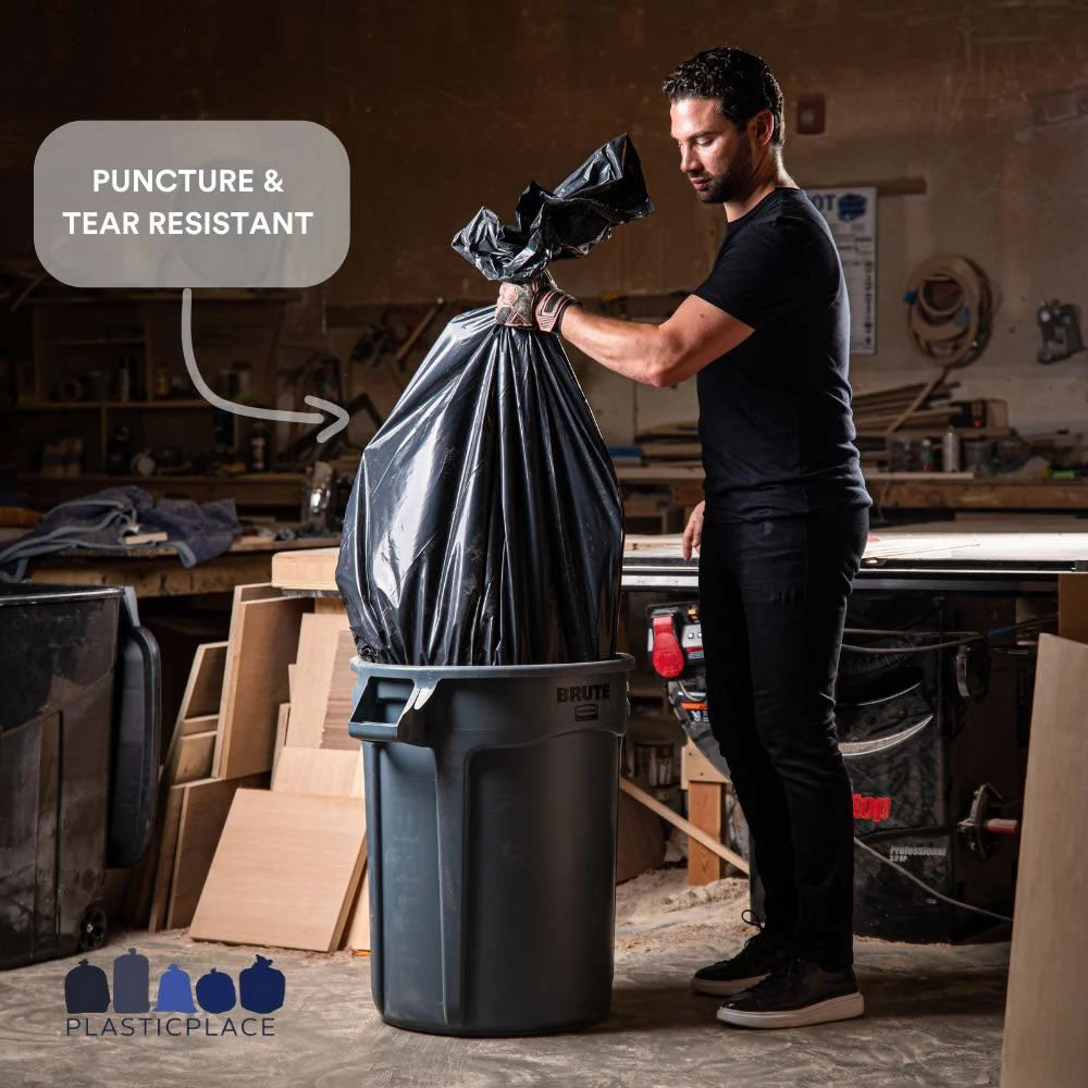 20-30 Gallon Trash Bags - Black, 100 Bags - 1.6 Mil