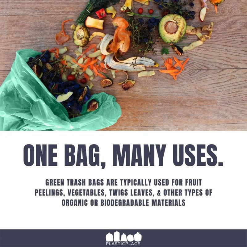 32-33 Gallon Trash Bags - Green, 100 Bags - 1.2 Mil