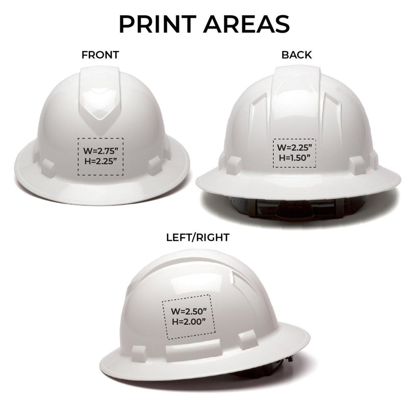 Custom Pyramex Ridgeline Full Brim Hard Hat, 4-Point Ratchet Suspension