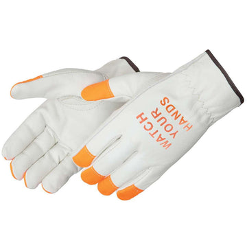 Rugged Blue "Watch Your Hands" Cowhide Leather Driver Gloves