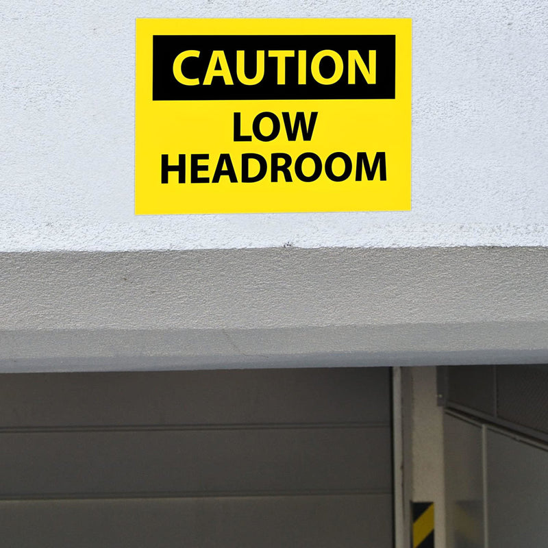 Caution Low Headroom 7x10 Pressure Sensitive Vinyl Sign