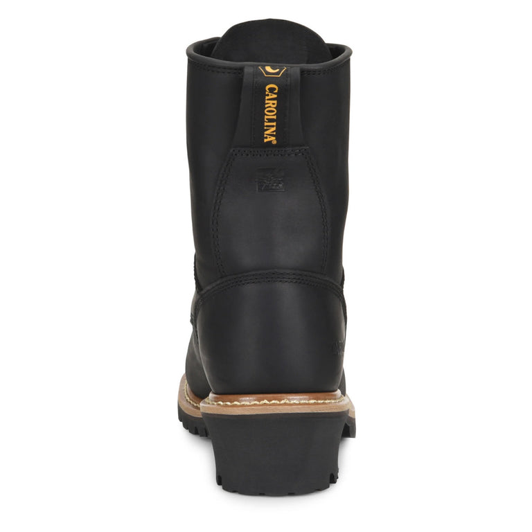 Carolina Men's Elm 8" Logger EH Soft Toe Work Boots, CA825, Black