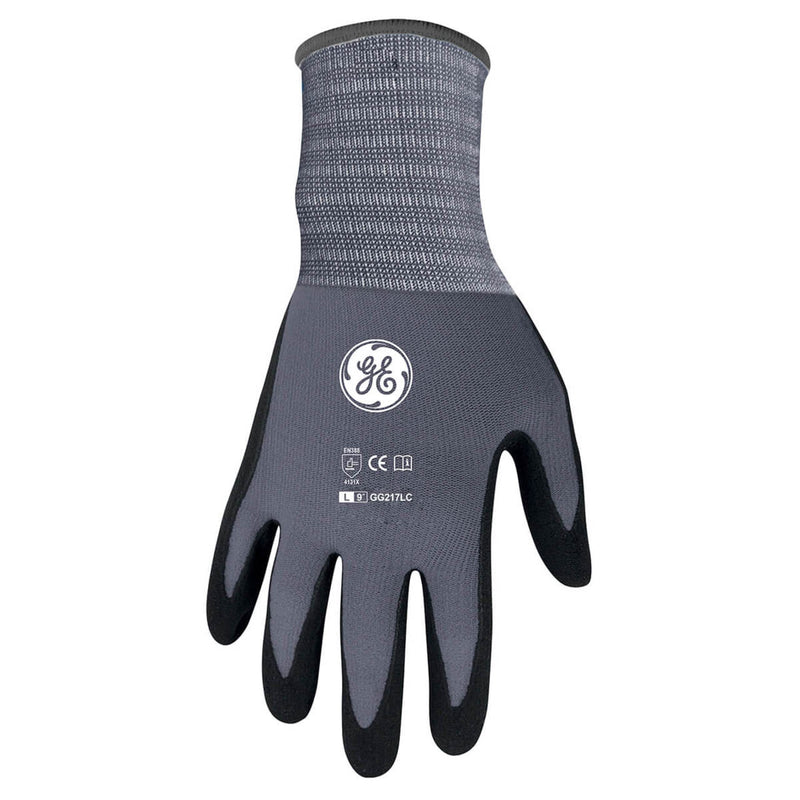 General Electric GG217 Micro Foam Nitrile Dipped Gloves, Gray