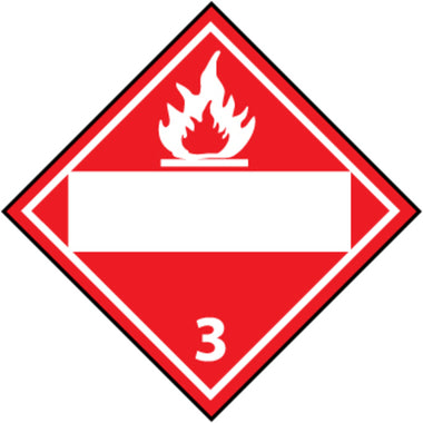 3 Flammable Liquids Blank Placard Sign, 10.75 x 10.75, Adhesive Backed Vinyl - DL4BP