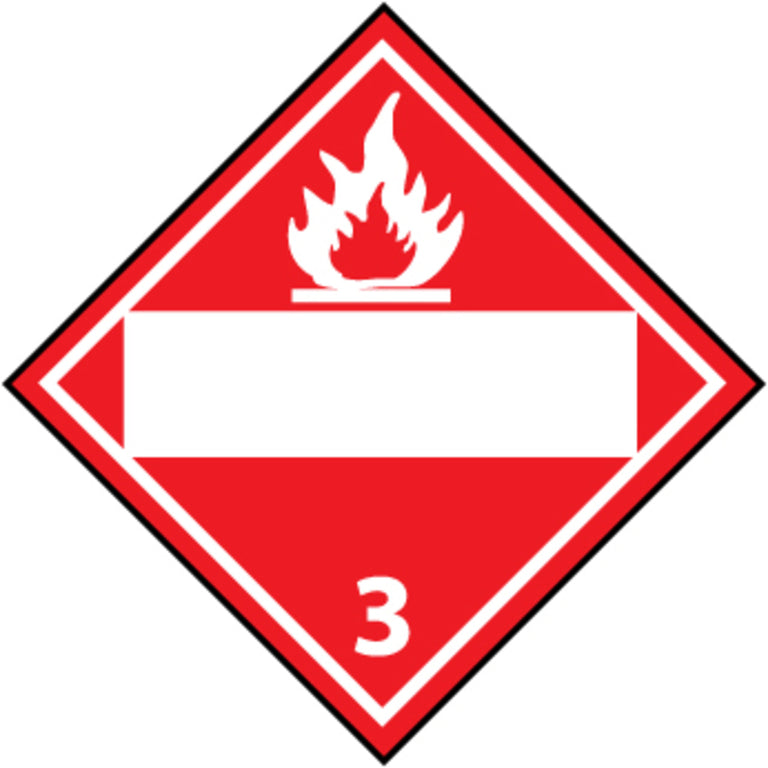 3 Flammable Liquids Blank Placard Sign, 10.75 x 10.75, Adhesive Backed Vinyl - DL4BP